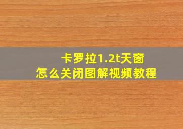 卡罗拉1.2t天窗怎么关闭图解视频教程