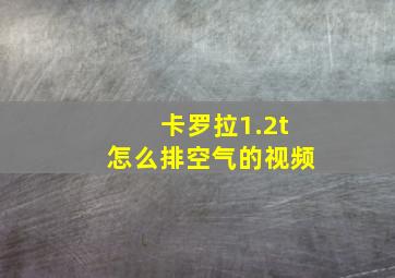 卡罗拉1.2t怎么排空气的视频