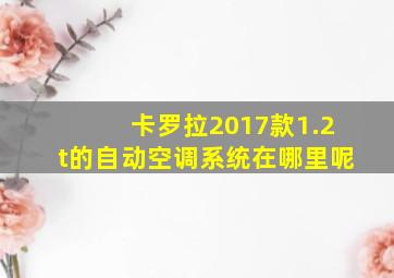 卡罗拉2017款1.2t的自动空调系统在哪里呢