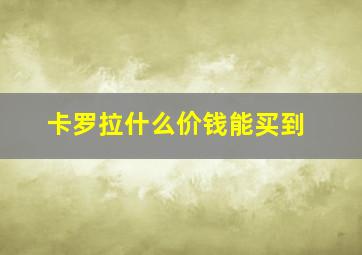 卡罗拉什么价钱能买到