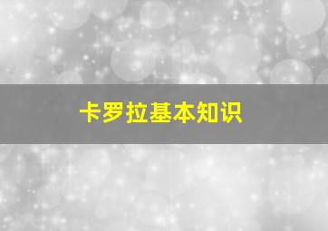 卡罗拉基本知识