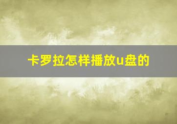 卡罗拉怎样播放u盘的