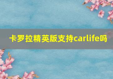 卡罗拉精英版支持carlife吗