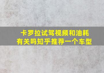 卡罗拉试驾视频和油耗有关吗知乎推荐一个车型