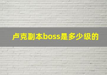 卢克副本boss是多少级的