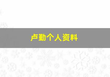 卢勤个人资料