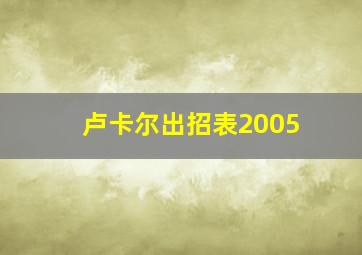 卢卡尔出招表2005