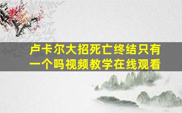 卢卡尔大招死亡终结只有一个吗视频教学在线观看