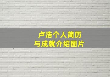 卢浩个人简历与成就介绍图片