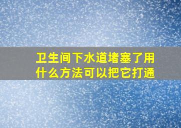 卫生间下水道堵塞了用什么方法可以把它打通