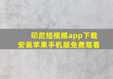 印尼短视频app下载安装苹果手机版免费观看