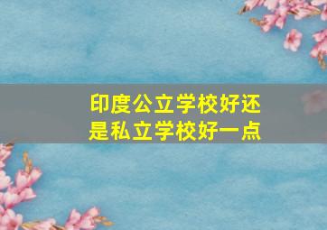 印度公立学校好还是私立学校好一点