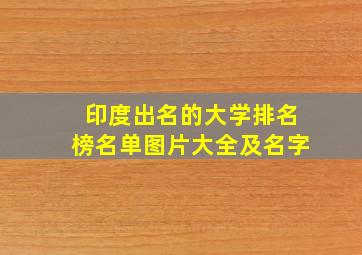 印度出名的大学排名榜名单图片大全及名字