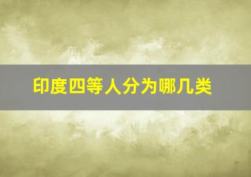 印度四等人分为哪几类