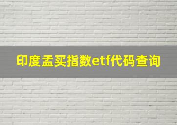 印度孟买指数etf代码查询