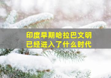 印度早期哈拉巴文明已经进入了什么时代