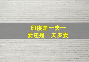 印度是一夫一妻还是一夫多妻