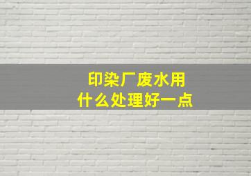 印染厂废水用什么处理好一点