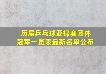 历届乒乓球亚锦赛团体冠军一览表最新名单公布