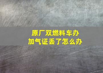 原厂双燃料车办加气证丢了怎么办