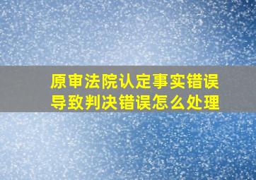 原审法院认定事实错误导致判决错误怎么处理