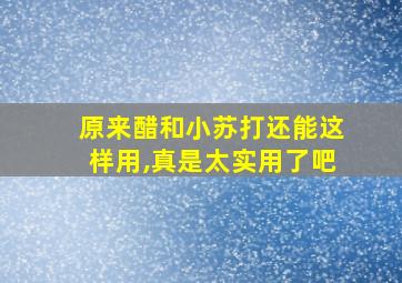 原来醋和小苏打还能这样用,真是太实用了吧