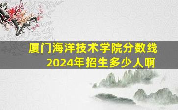 厦门海洋技术学院分数线2024年招生多少人啊