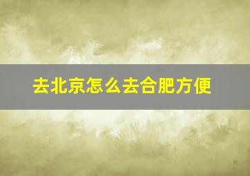 去北京怎么去合肥方便