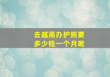 去越南办护照要多少钱一个月呢