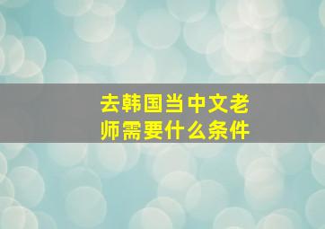 去韩国当中文老师需要什么条件