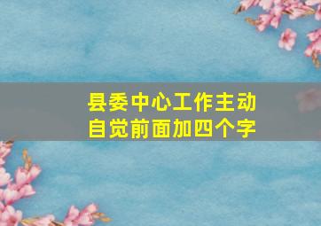 县委中心工作主动自觉前面加四个字