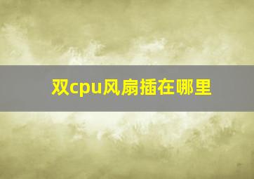 双cpu风扇插在哪里