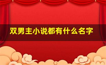 双男主小说都有什么名字