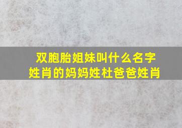 双胞胎姐妹叫什么名字姓肖的妈妈姓杜爸爸姓肖