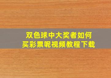 双色球中大奖者如何买彩票呢视频教程下载