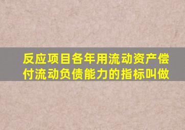 反应项目各年用流动资产偿付流动负债能力的指标叫做