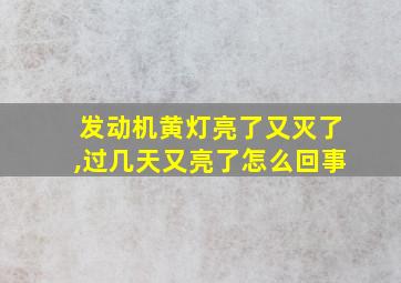 发动机黄灯亮了又灭了,过几天又亮了怎么回事