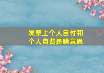 发票上个人自付和个人自费是啥意思