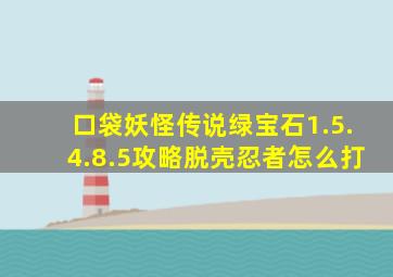 口袋妖怪传说绿宝石1.5.4.8.5攻略脱壳忍者怎么打