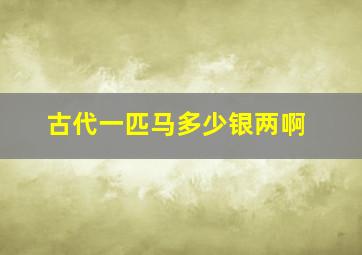 古代一匹马多少银两啊