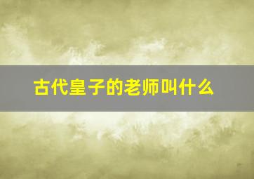 古代皇子的老师叫什么