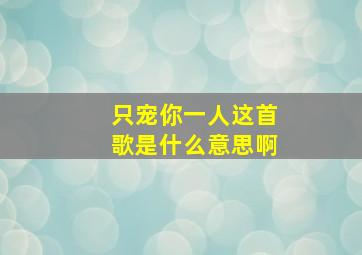 只宠你一人这首歌是什么意思啊