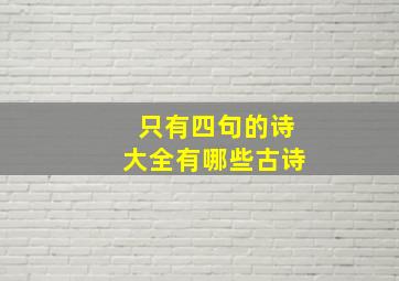 只有四句的诗大全有哪些古诗