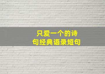 只爱一个的诗句经典语录短句