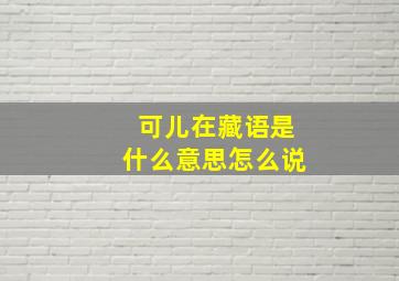 可儿在藏语是什么意思怎么说