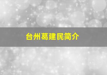 台州葛建民简介