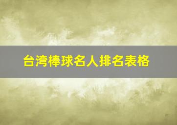 台湾棒球名人排名表格