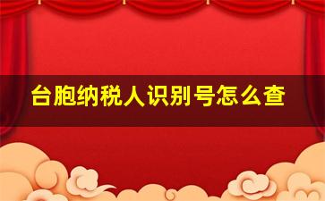 台胞纳税人识别号怎么查