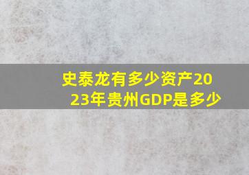 史泰龙有多少资产2023年贵州GDP是多少