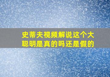 史蒂夫视频解说这个大聪明是真的吗还是假的